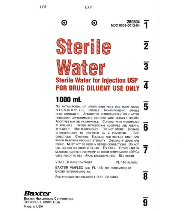 Sterile Water Container Label NDC: <a href=/NDC/0338-0013-04>0338-0013-04</a>