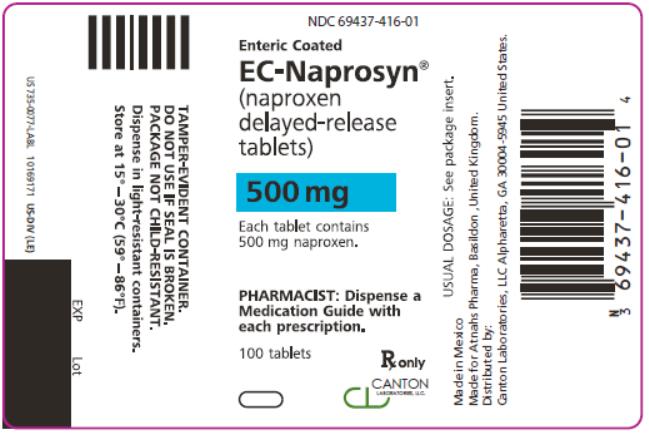 PRINCIPAL DISPLAY PANEL
NDC: <a href=/NDC/69437-416-01>69437-416-01</a>
EC- Naprosyn
(naproxen delayed- release tablets)
500 mg
100 Tablets
Rx Only
