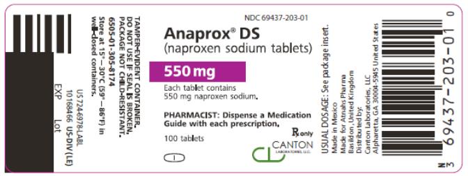 PRINCIPAL DISPLAY PANEL
NDC: <a href=/NDC/69437-203-01>69437-203-01</a>
Anaprox DS
(naproxen sodium tablets)
550 mg
100 Tablets
Rx Only
