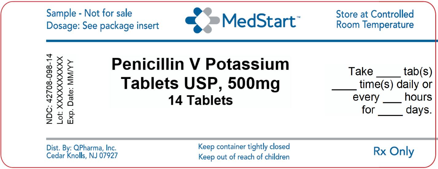 42708-098-14 Penicillin V Potassium Tablets USP 500mg x 14