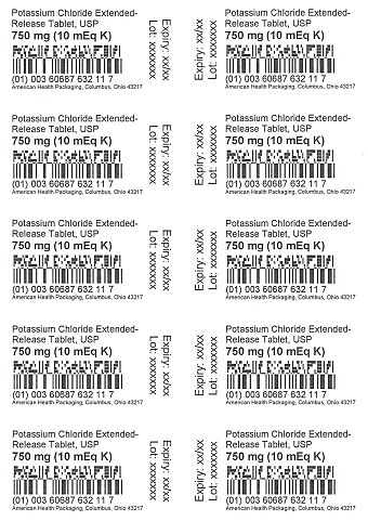 750 mg (10 mEq K) Potassium Chloride Extended-Release Tablet Blister