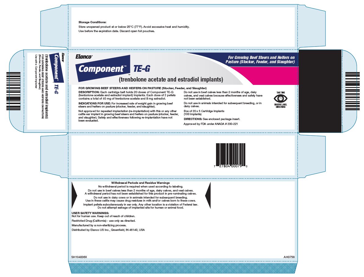 Component TE-G (trenbolone acetate and estradiol implants) carton label