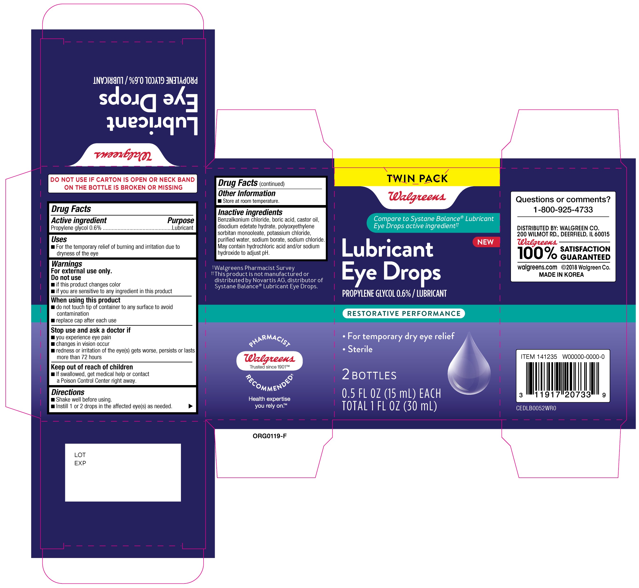 Walgreens Lubricant Eye Drops Twin Pack