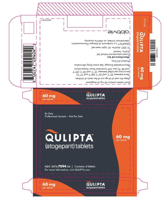 PRINCIPAL DISPLAY PANEL
NDC: <a href=/NDC/0074-7094-30>0074-7094-30</a>
Rx Only
QULIPTA®
(atogepant) tablets

60 mg
Contains 30 Tablets
