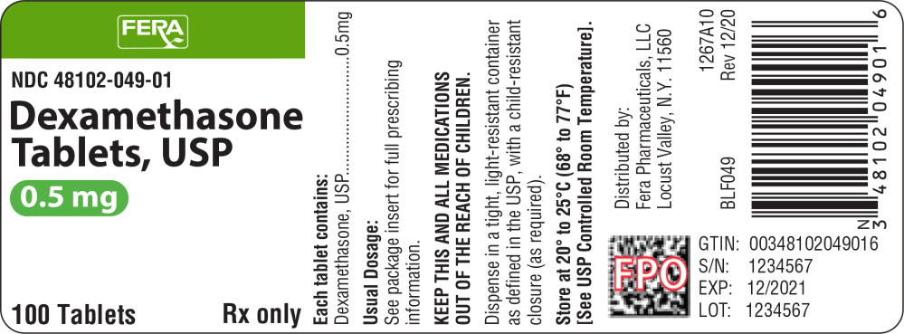 Principal Display Panel - Dexamethasone Tablets 0.5 mg Bottle Label
