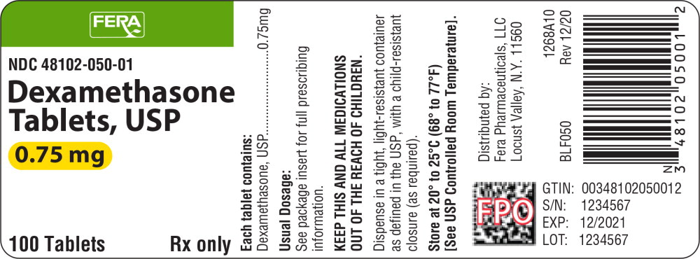 Principal Display Panel - Dexamethasone Tablets 0.75 mg Bottle Label
