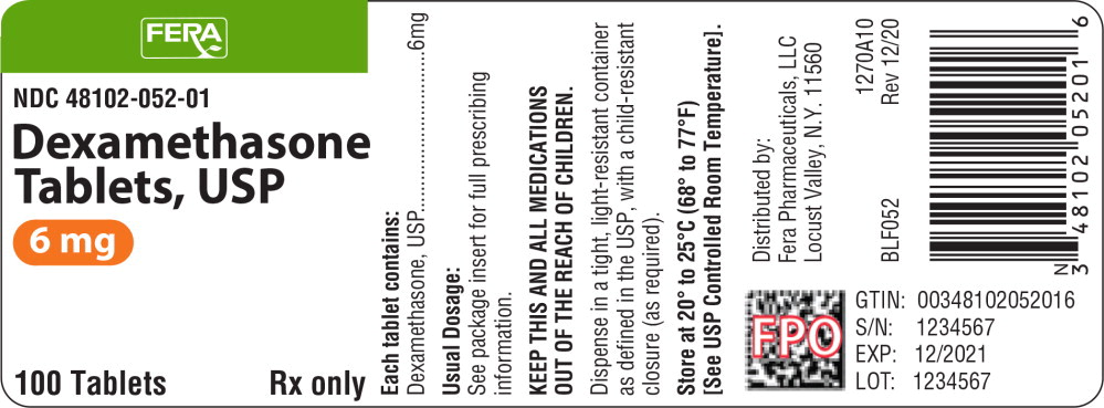 Principal Display Panel - Dexamethasone Tablets 6 mg Bottle Label
