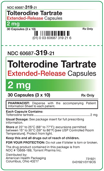 2 mg Tolterodine Tartrate ER Capsules Carton