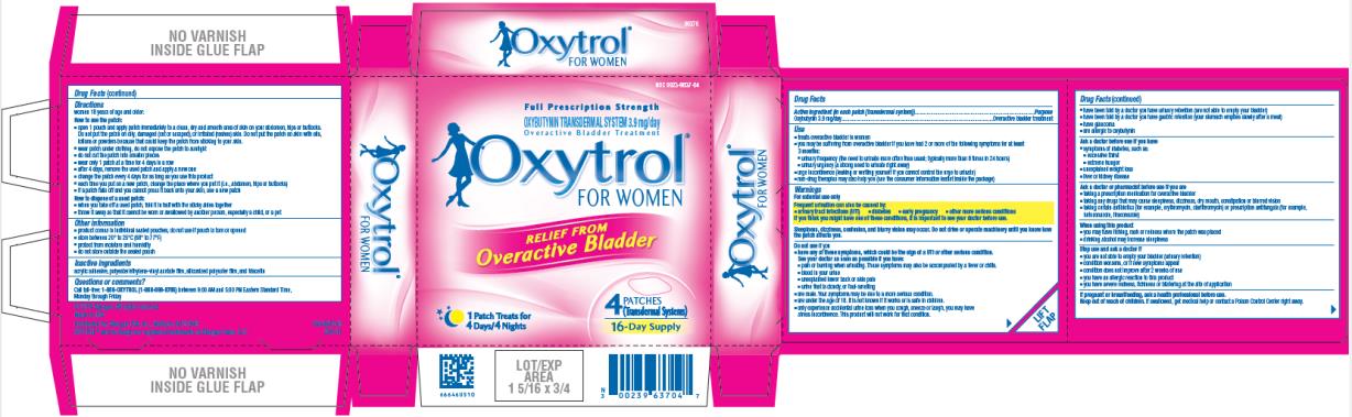 PRINCIPAL DISPLAY PANEL
NDC: <a href=/NDC/0023-9637-04>0023-9637-04</a>
Oxytrol
FOR WOMEN
4 PATCHES
(Transdermal systems)
16-Day Supply
