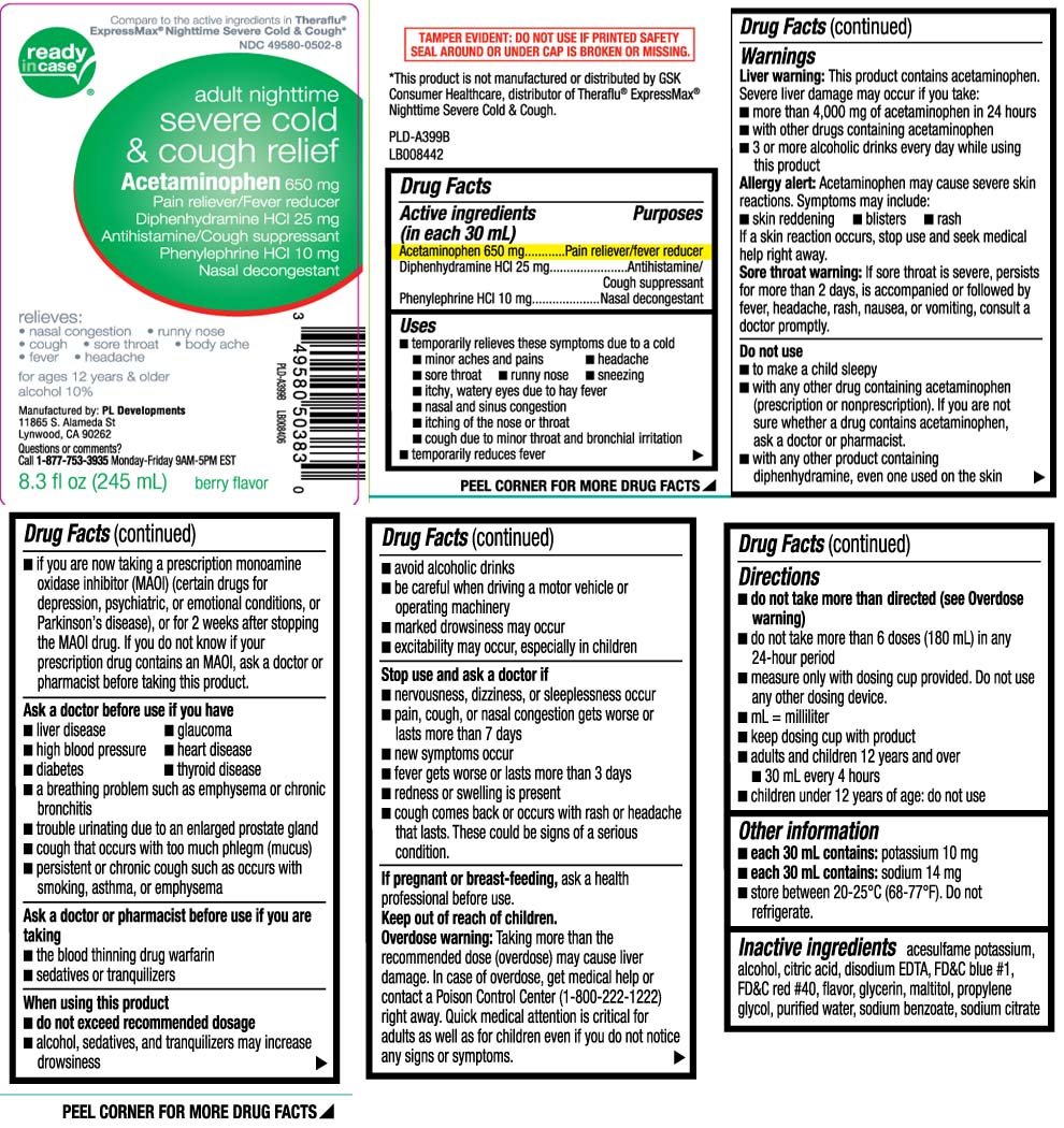 Acetaminophen 650 mg. Diphenhydramine HCl 25 mg, Phenylephrine HCl 10 mg