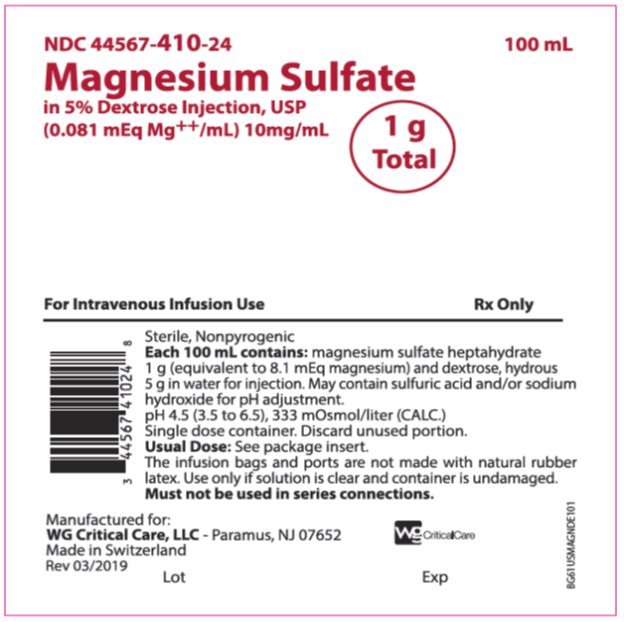 Magnesium Sulfate in 5% Dextrose Injection, USP 1 g Total bag label image