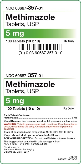 5 mg Methiamiazole Tablets Carton.