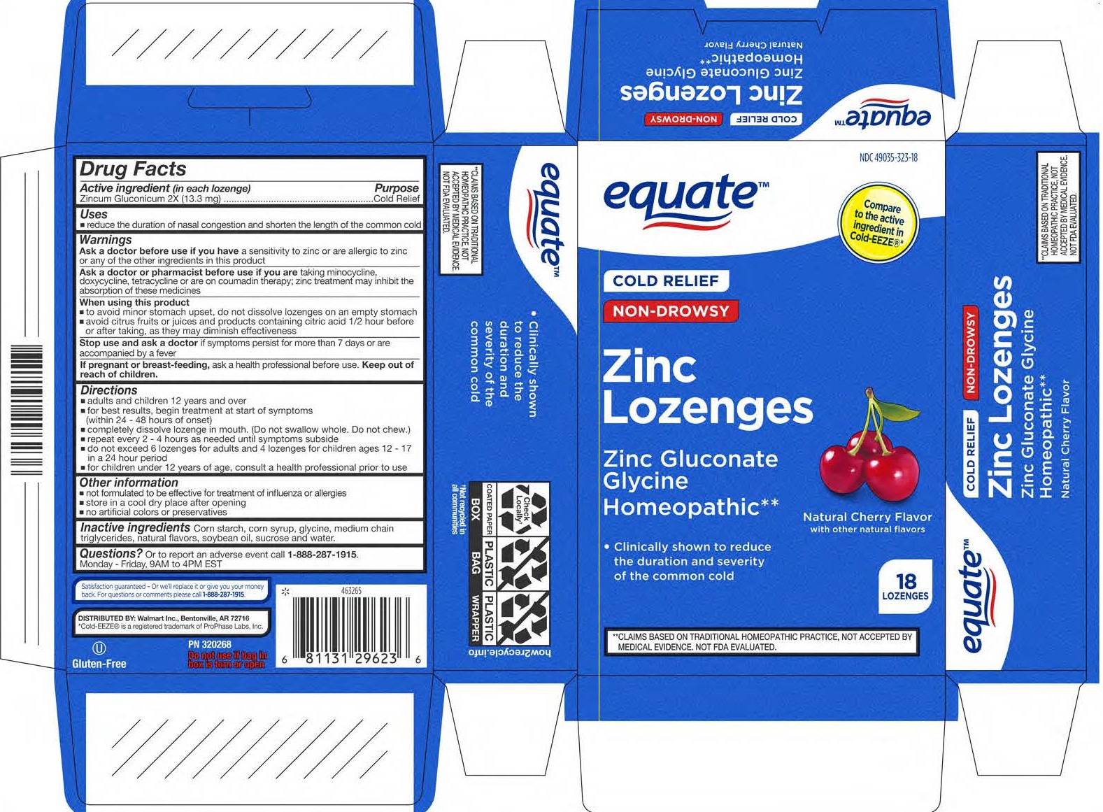 Equate Cherry Zinc 18ct Lozenges