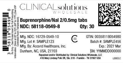 Buprenorphine/Naloxone 2/0.5mg SL Tablet 30ct blister card