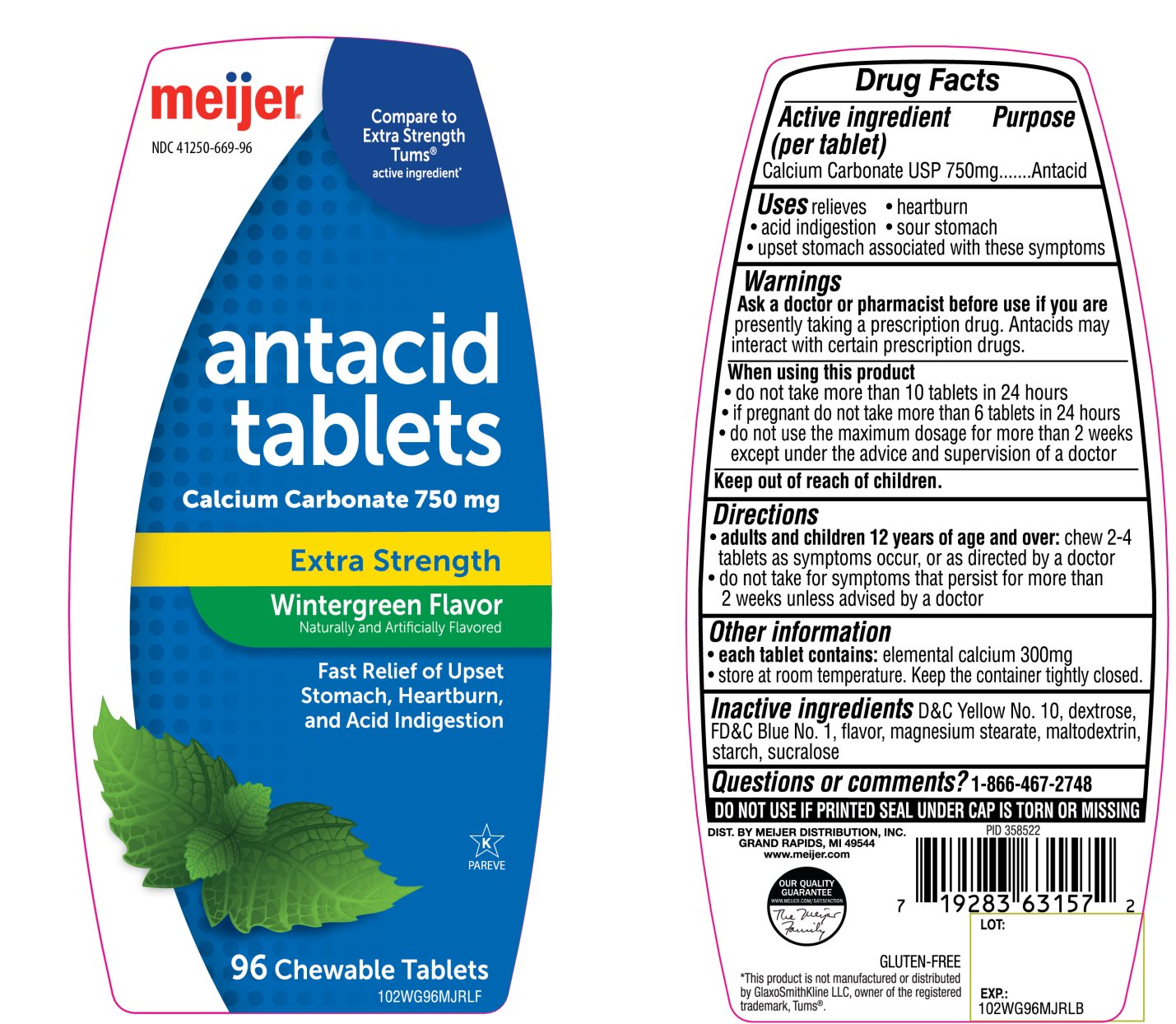 meijer antacid tablets calcium carbonate extra strength wintergreen flavor