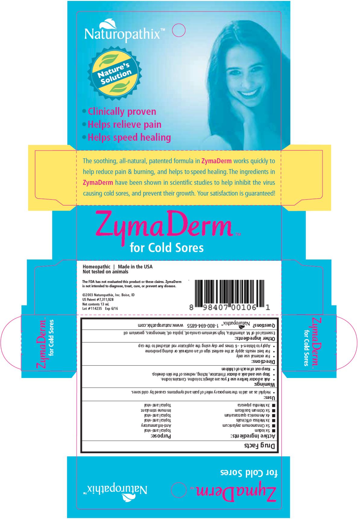 Principal Display Panel
ZymaDerm
for Cold Sores