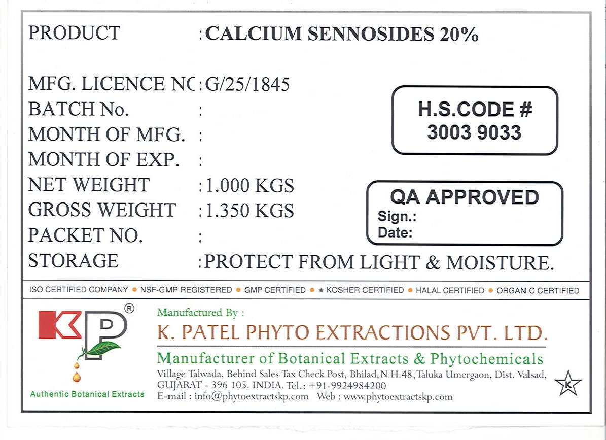 Calcium Sennosides 20%_1 kg