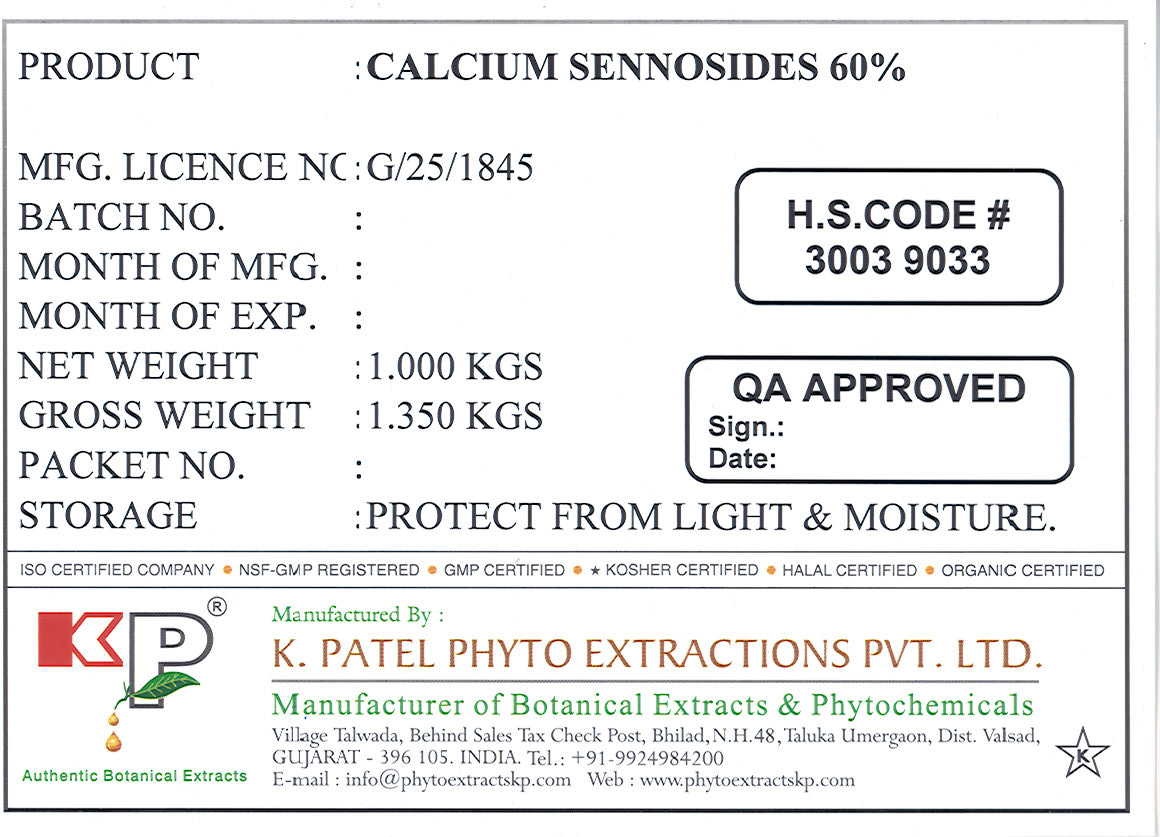 Calcium Sennosides 60 %_1 kg