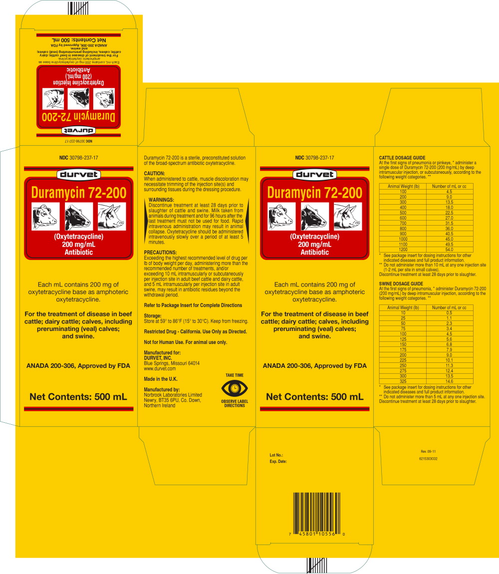 Principal Display Panel - Duramycin 72-200 200 mg/mL Carton Label
