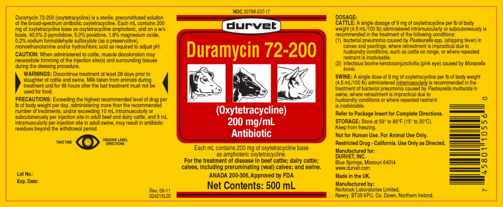 Principal Display Panel - Duramycin 72-200 200 mg/mL Label
