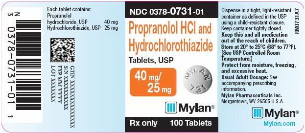 Propranolol HCl and Hydrochlorothiazide Tablets, USP 40 mg/25 mg Bottle Label