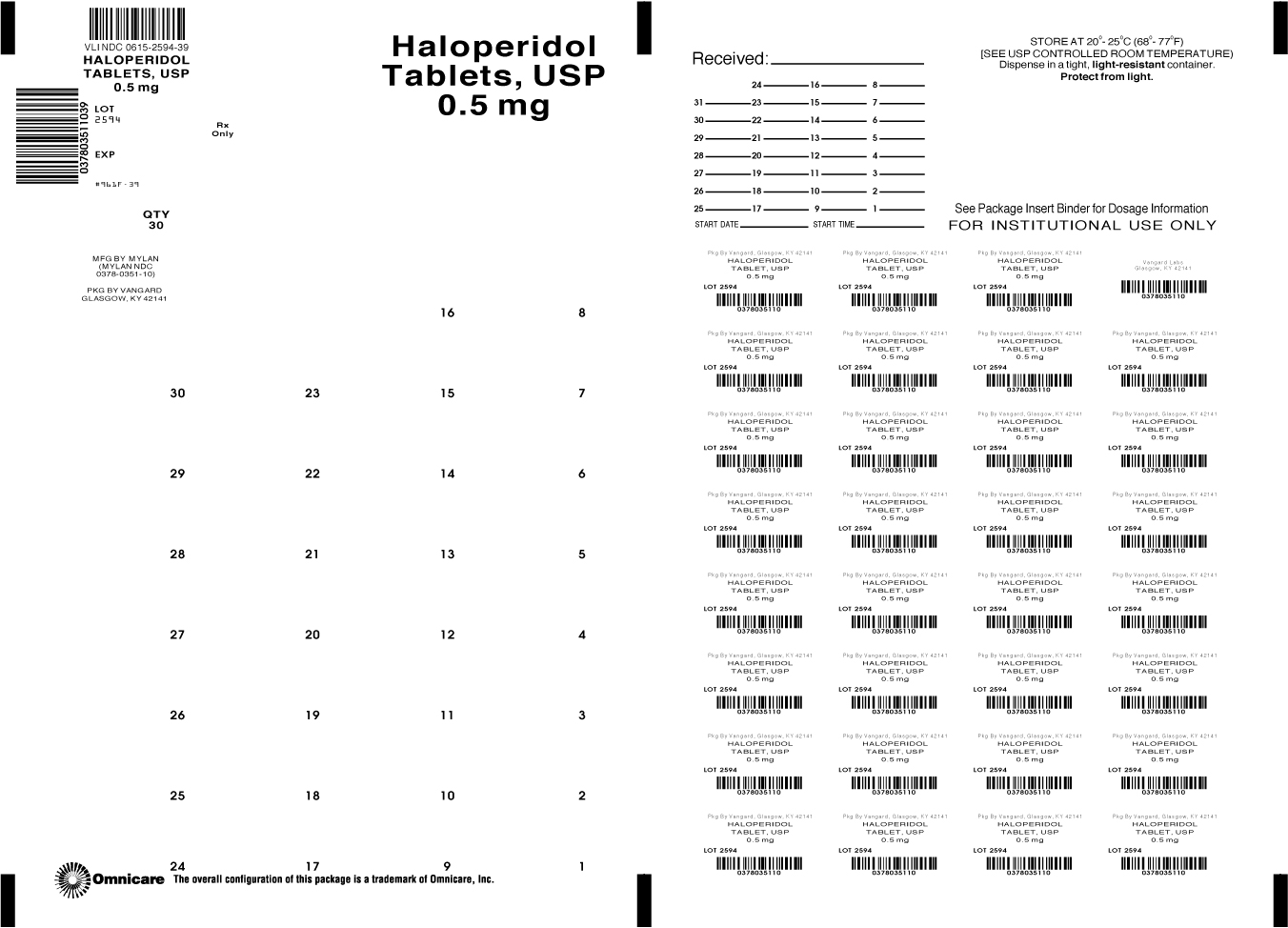 Haloperidol Tablets, USP 0.5mg