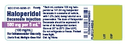 Haloperidol Decanoate Injection 500 mg per 5 mL container label