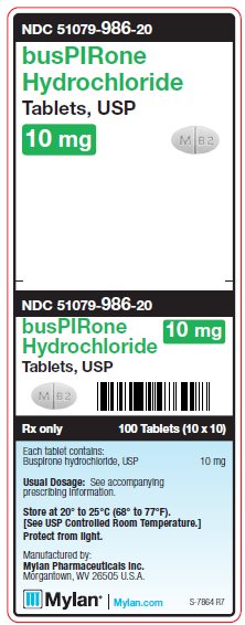 Buspirone Hydrochloride 10 mg Tablets Unit Carton Label