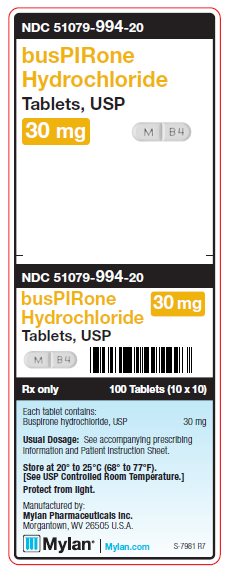 Buspirone Hydrochloride 30 mg Tablets Unit Carton Label
