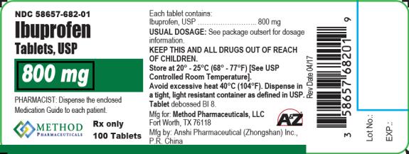 PRINCIPAL DISPLAY PANEL
NDC: <a href=/NDC/58657-682-01>58657-682-01</a>
Ibuprofen
Tablets, USP
800 mg
Rx Only
100 Tablets 
