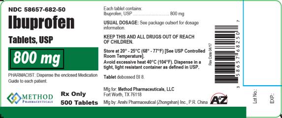 PRINCIPAL DISPLAY PANEL
NDC: <a href=/NDC/58657-682-50>58657-682-50</a>
Ibuprofen
Tablets, USP
800 mg
Rx Only
500 Tablets 

