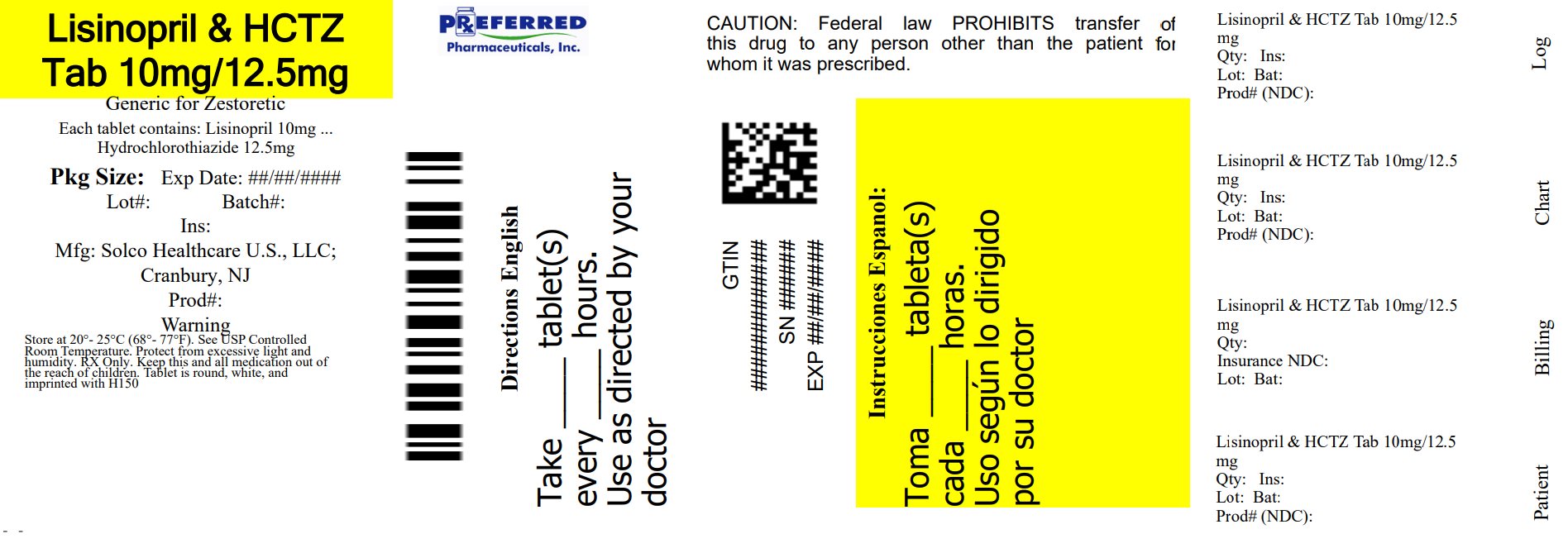 Lisinopril and HCTZ Tab 10mg12.5mg