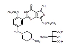 Sildenafil citrate is designated chemically as 1-[[3-(6,7-dihydro-1-methyl-7-oxo-3-propyl-1H-pyrazolo[4,3-d]pyrimidin-5-yl)-4-ethoxyphenyl]sulfonyl]-4-methylpiperazine citrate, has the molecular formu