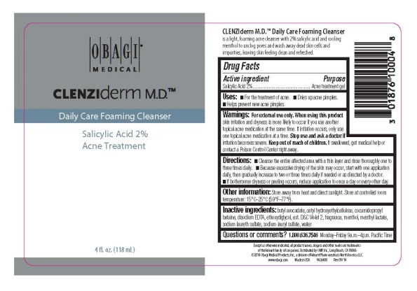 Clenziderm M.D. Daily Care Foaming Cleanser 118 mL Bottle Label
