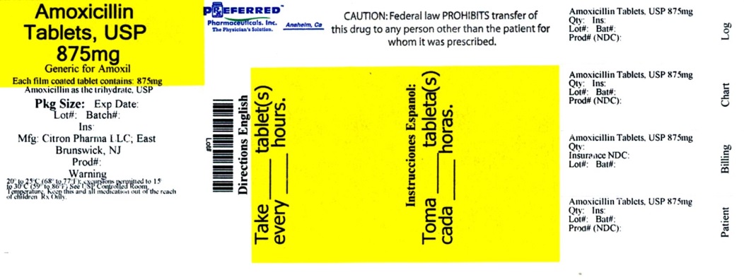 Amoxicillin Tablets, USP 875mg