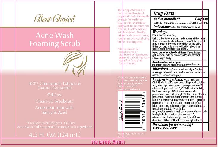 Best Choice Acne Wash Foaming Scrub Label