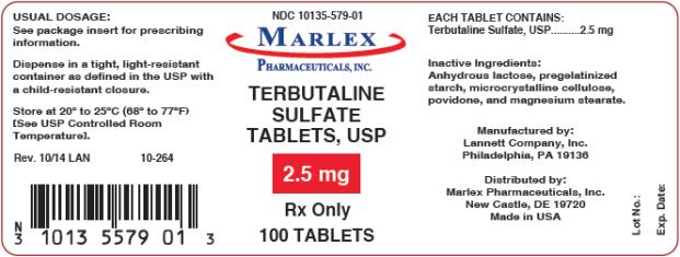 PRINCIPAL DISPLAY PANEL
NDC: <a href=/NDC/10135-579-01>10135-579-01</a>
TERBUTALINE
SULFATE
TABLETS, USP
2.5 mg
Rx Only
100 TABLETS
