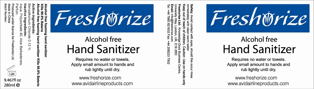 freshorize Non-Alc label