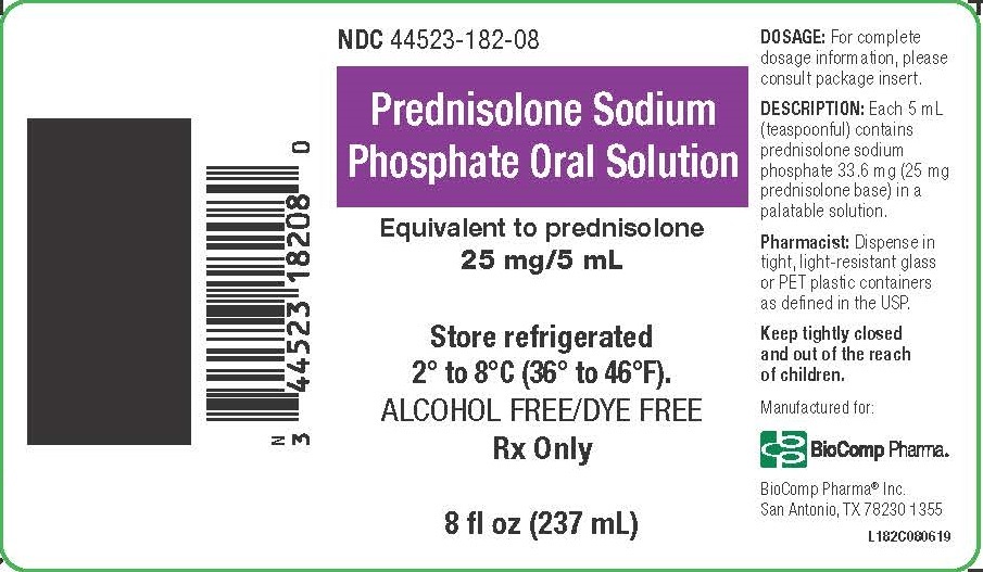 Prednisolone Sodium Phosphate Oral Solution 25 mg/5 mL Label  NDC: <a href=/NDC/44523-182-08>44523-182-08</a>