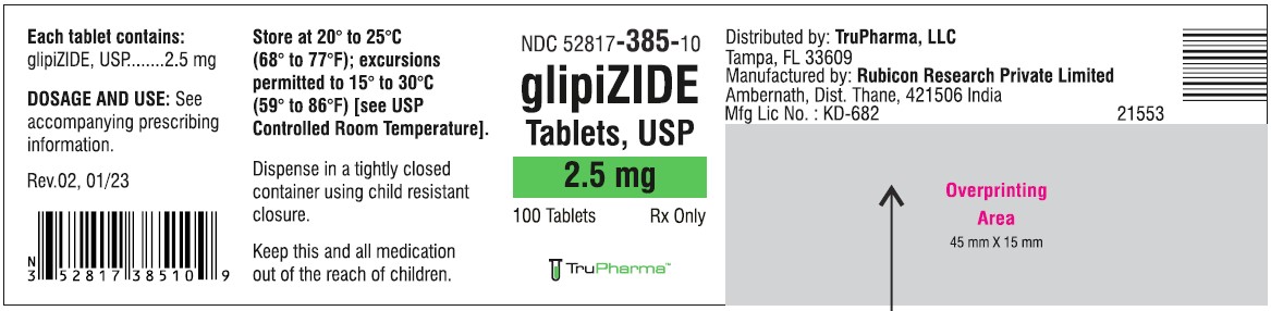 Glipizide Tablets 2.5mg - NDC: <a href=/NDC/72888-115-01>72888-115-01</a> - 100 Tablets Label
