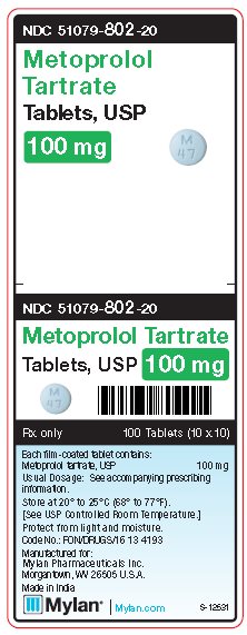 Metoprolol Tartrate 100 mg Tablets Unit Carton Label