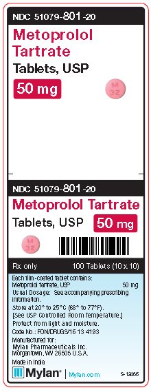 Metoprolol Tartrate 50 mg Tablets Unit Carton Label