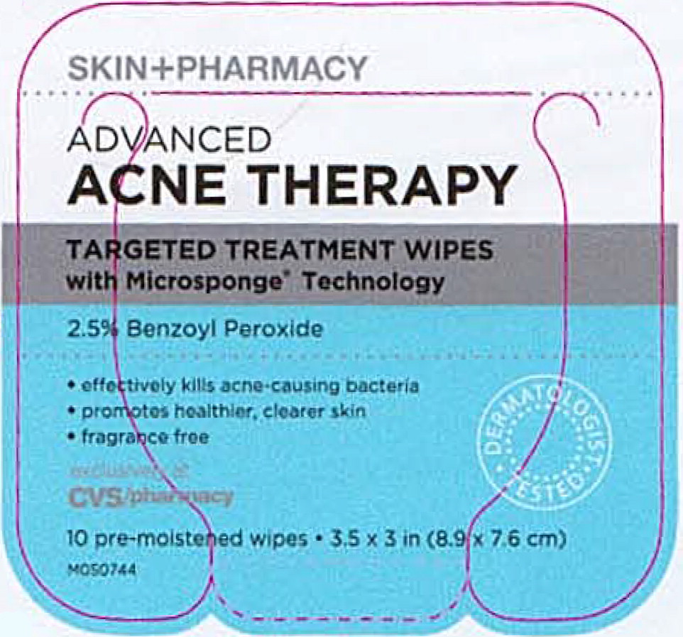 Principal Display Panel - Skin+Pharmacy Advanced Acne Therapy Targeted Treatment Wipes Carton Label
