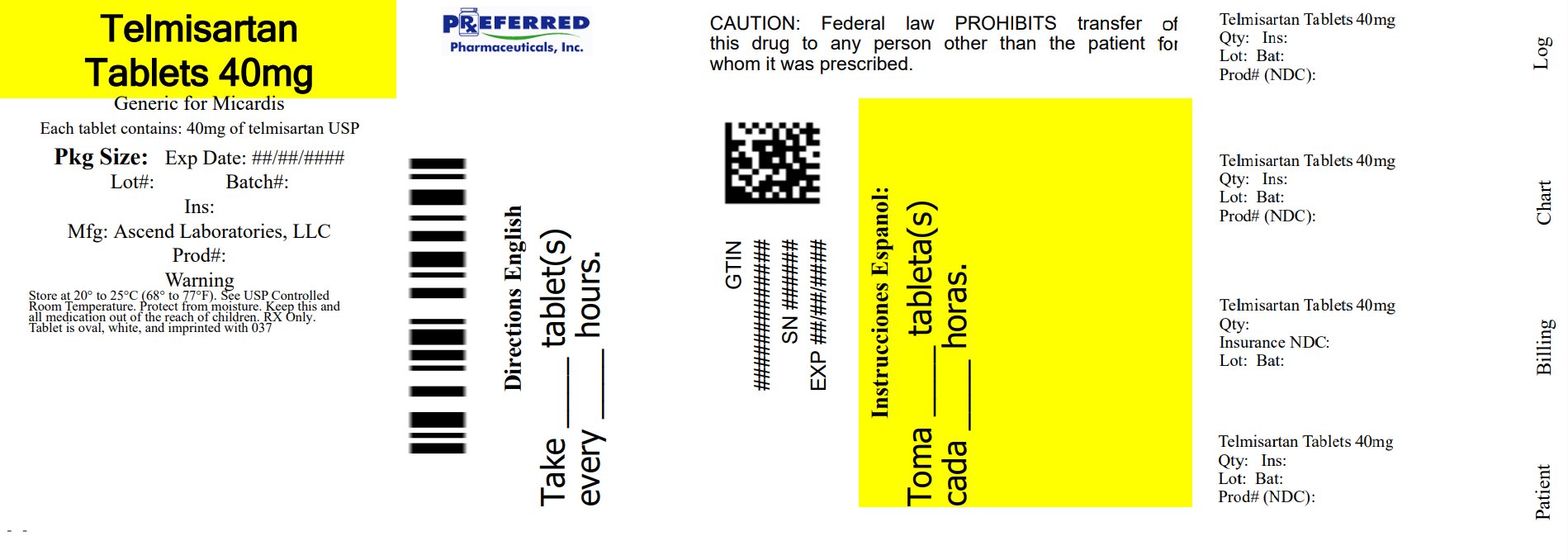 Telmisartan Tablets 40mg ascend