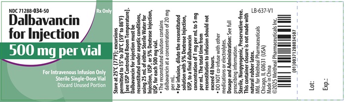PRINCIPAL DISPLAY PANEL - Dalbavancin for Injection 500 mg Vial