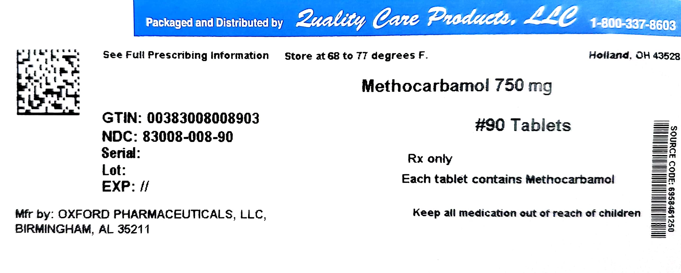 Methocarbamol by Quality Care Products, LLC METHOCARBAMOL tablet