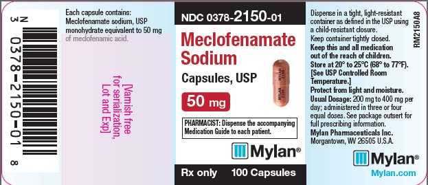 Meclofenamate Sodium Capsules, USP 50 mg Bottle Label