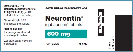 Neurontin Tablets 600 mg Bottle Label