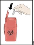 Important: Throw the needle cap into the sharps disposal container. 