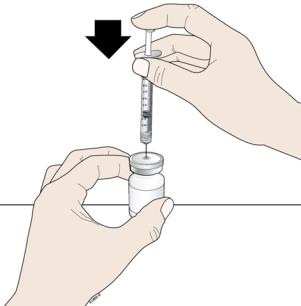 Push the plunger down and inject all the air from the syringe into the vial of NEUPOGEN.